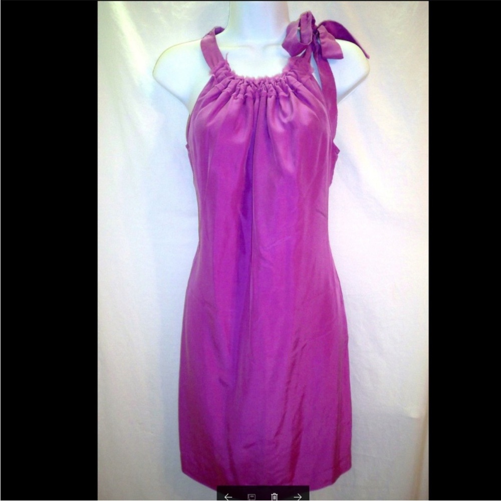 Banana Republic purple 100% sold shoulder bow tie dress size 6